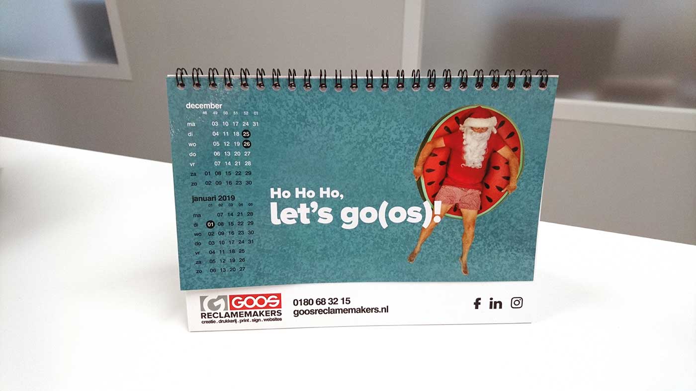 Goos Reclamemakers maandkalender voor 2018
